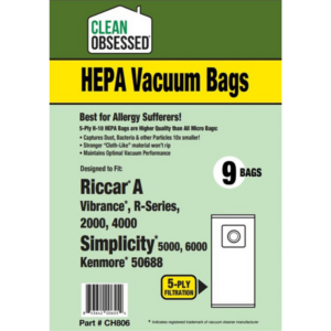 Type A hepa bags 9 pack cleanmax riccar simplicity